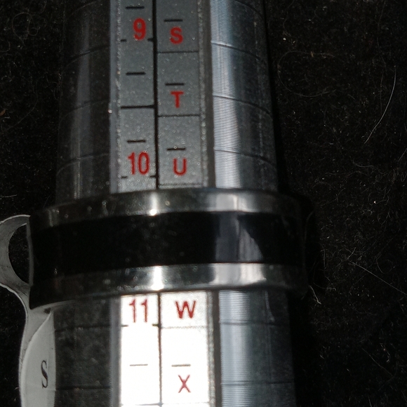 Mens stainless steel And Black Enamel ring - Picture 1 of 4